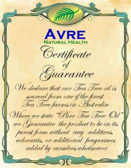 tea tree oil quality certificate of guarantee